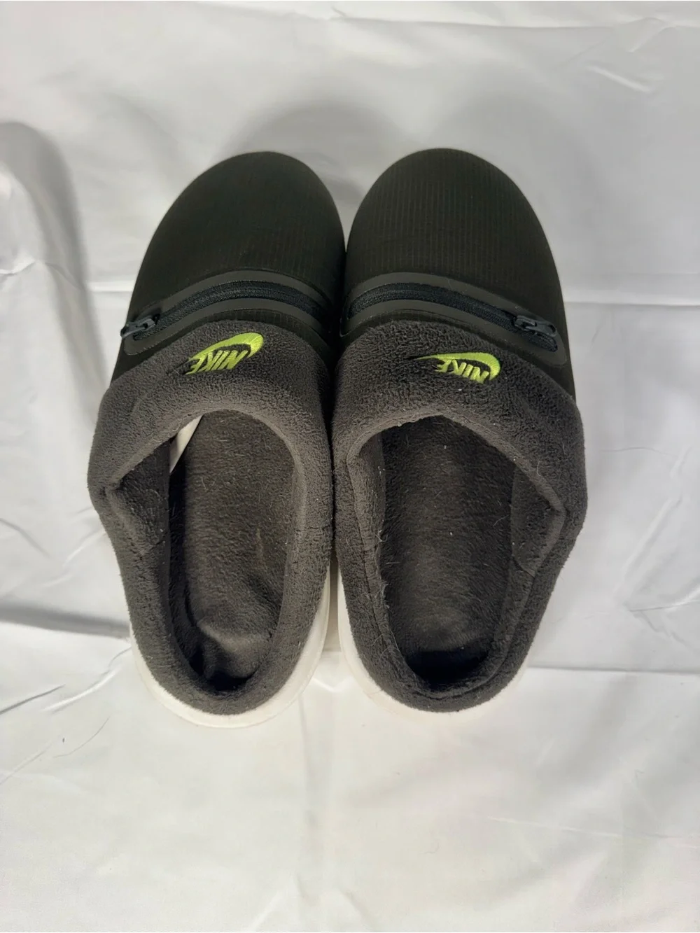 Nike Olive Green Slip-On Clog with Lime Swoosh Accent